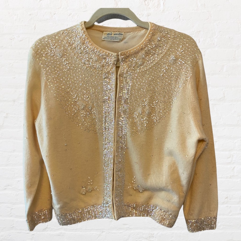 Elegant Cream Beaded Cardigan
